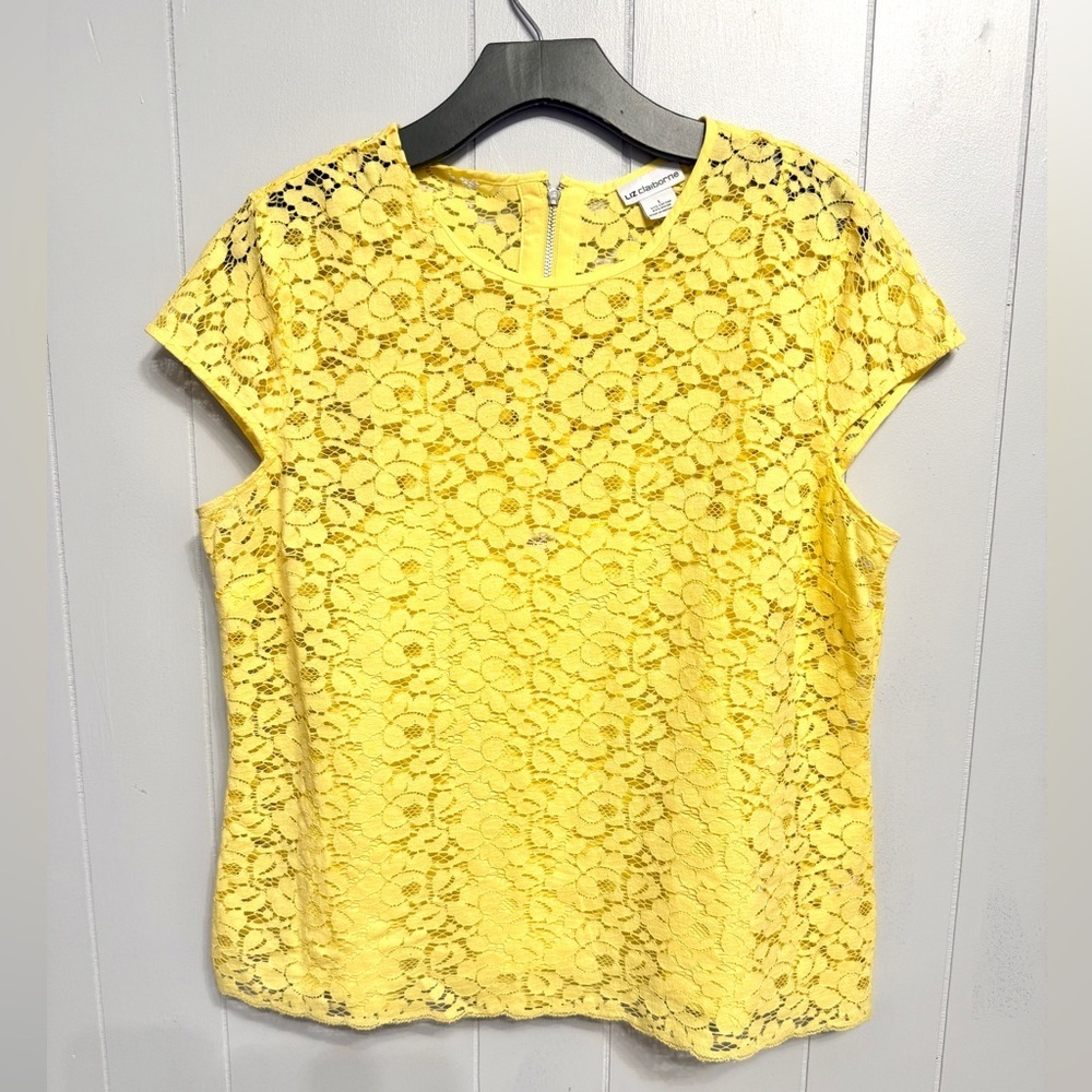 Liz Claiborne Sunny Yellow Lace Blouse